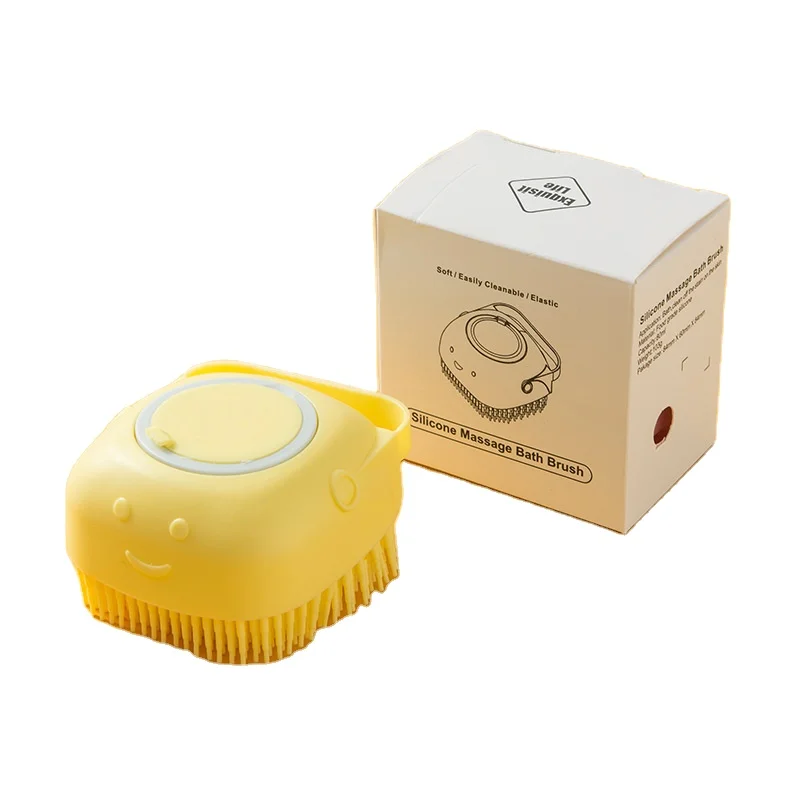 Soft Silicone Rubber Bristle Dog Bath Brush Pet Massage Brush Shampoo Dispenser for Dogs