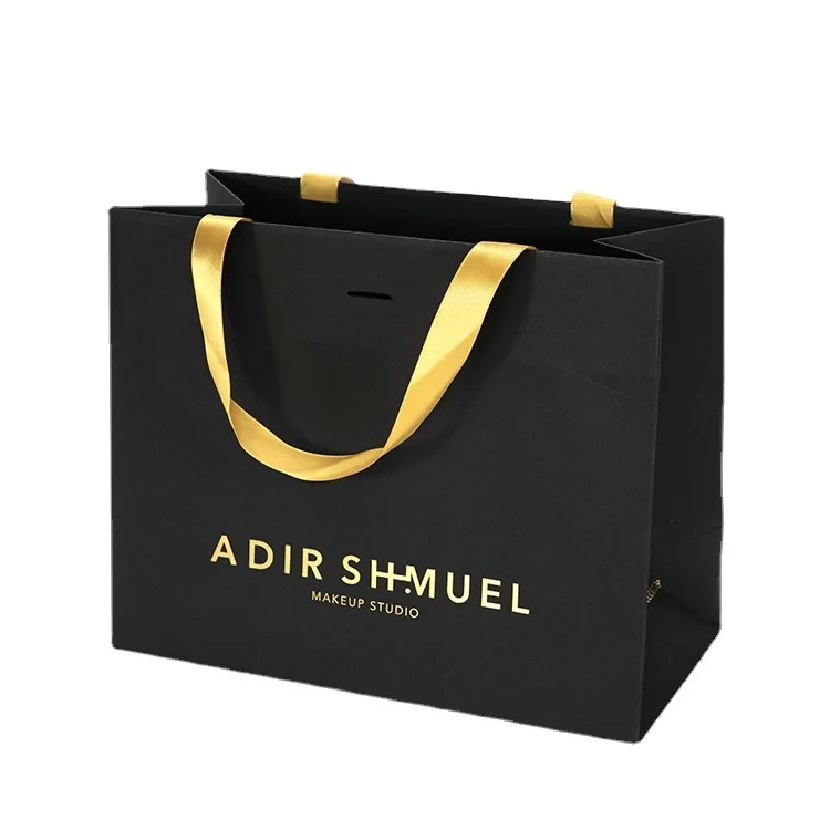 Розничная продажа индивидуальный дизайн бумажный пакет для покупок одежды черный картонный Подарочный с ручкой печать собственного логотипа