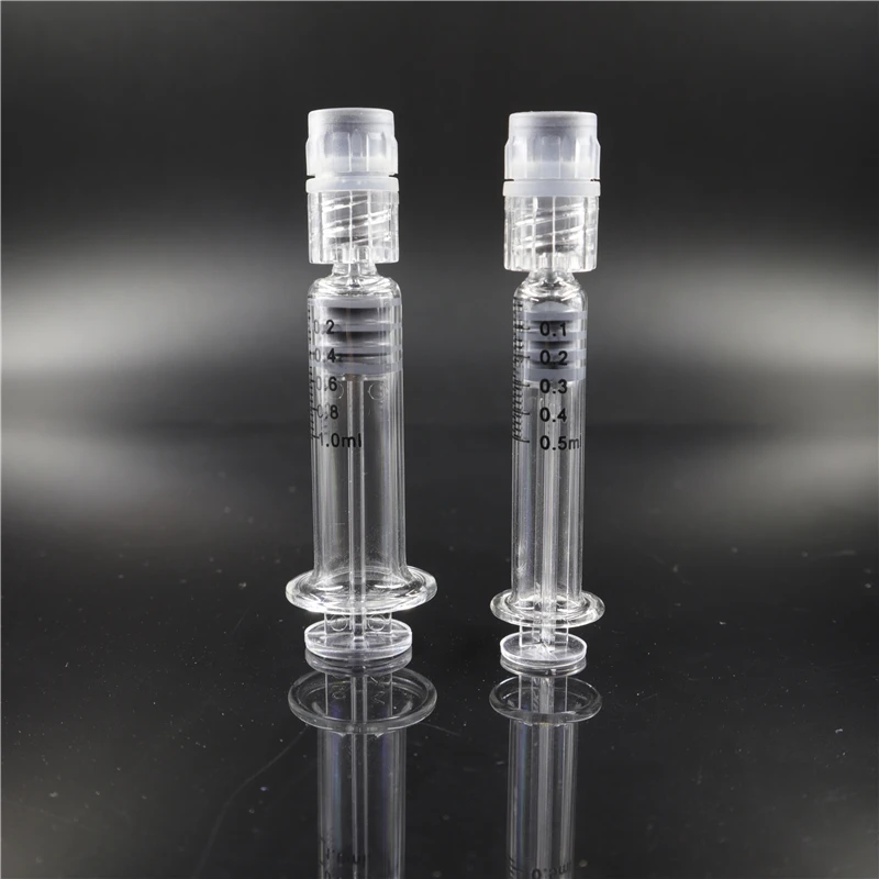  Стеклянный шприц Luer lock 1 мл для картриджей cbd vape заправка с двумя типами плунжерных