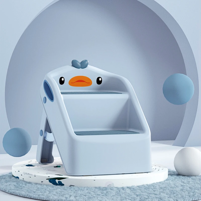 Cute Duck Shape Double Step Toilet Toddlers Baby Child Double Plastic Step Stool For Kids