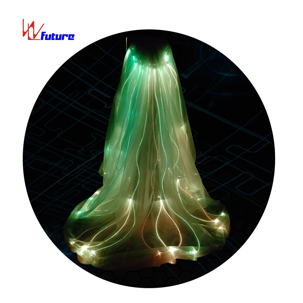 WL-0128 Fiber Optic Light & LED Isis Wings Cloak Party Dance Props Outfit Exotic Girls Dresses 1 Piece Adults Performance