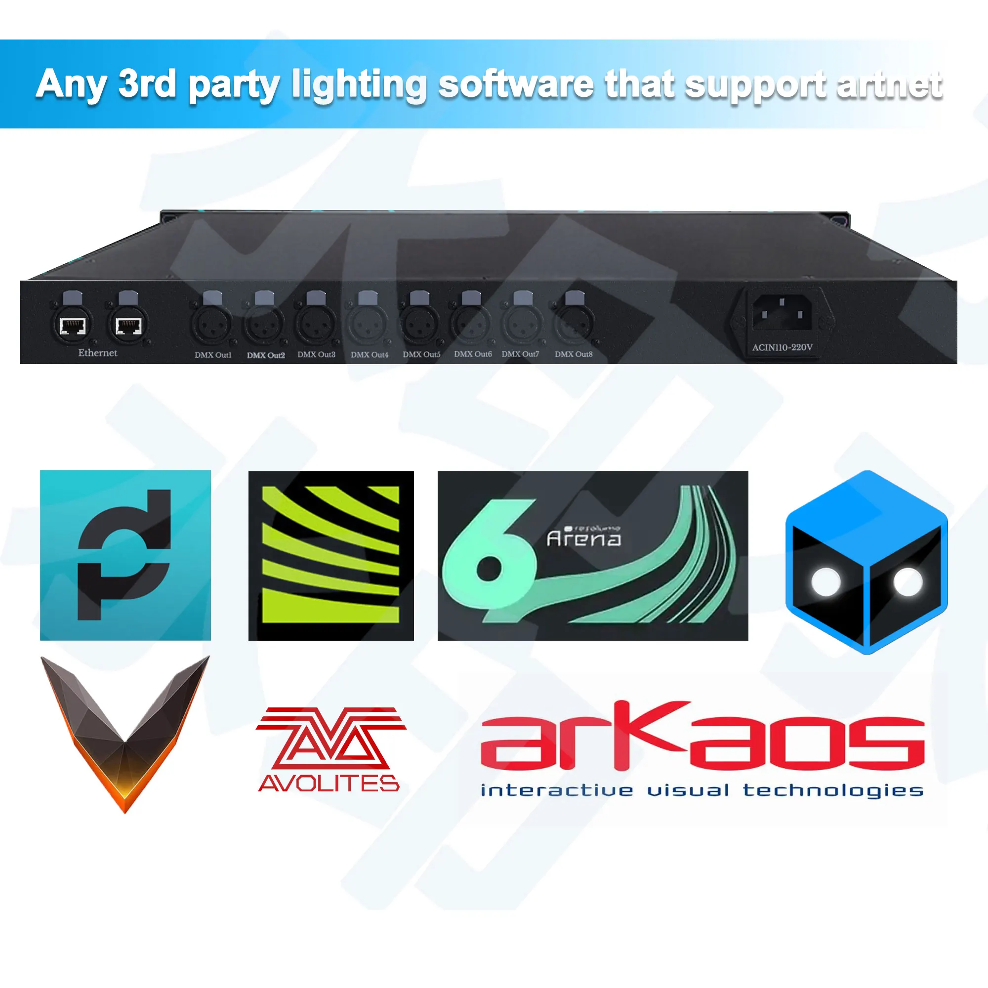 Artnet DMX512 Контроллер 8-портовая сценическая Машина DMX контроллер для свадьбы/DJ/Вечеринки/диско