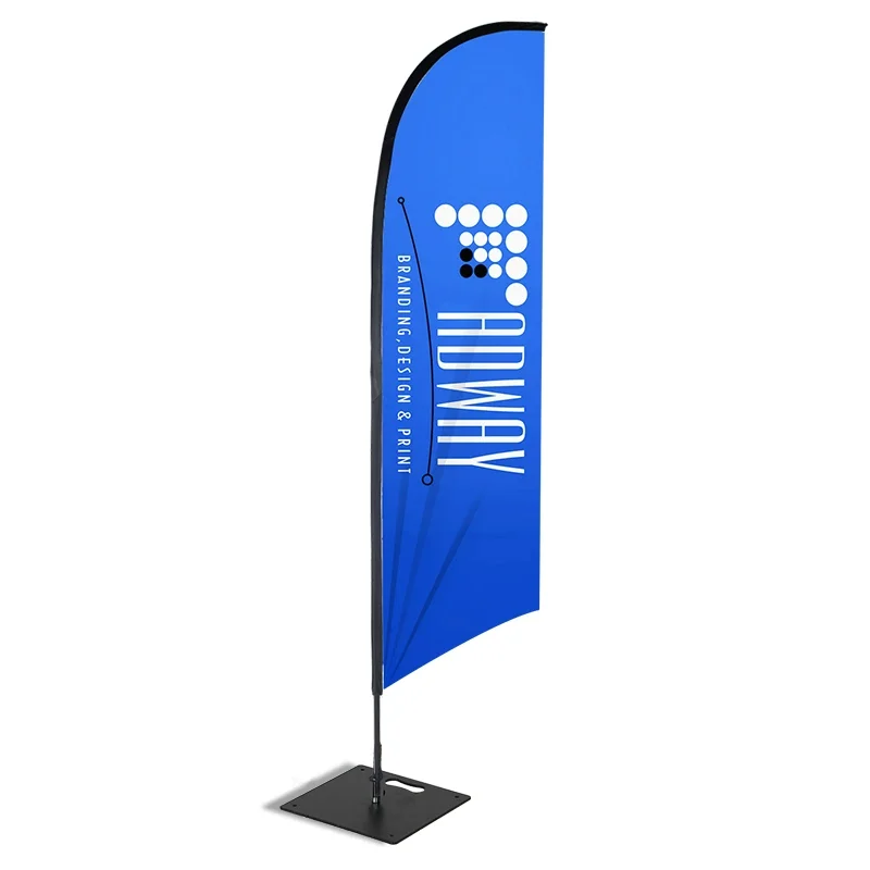 Outdoor Advertising Banner Stands Custom Logo Printing Polyester Pole Teardrop Bow Flex Flying Beach Feather Flag
