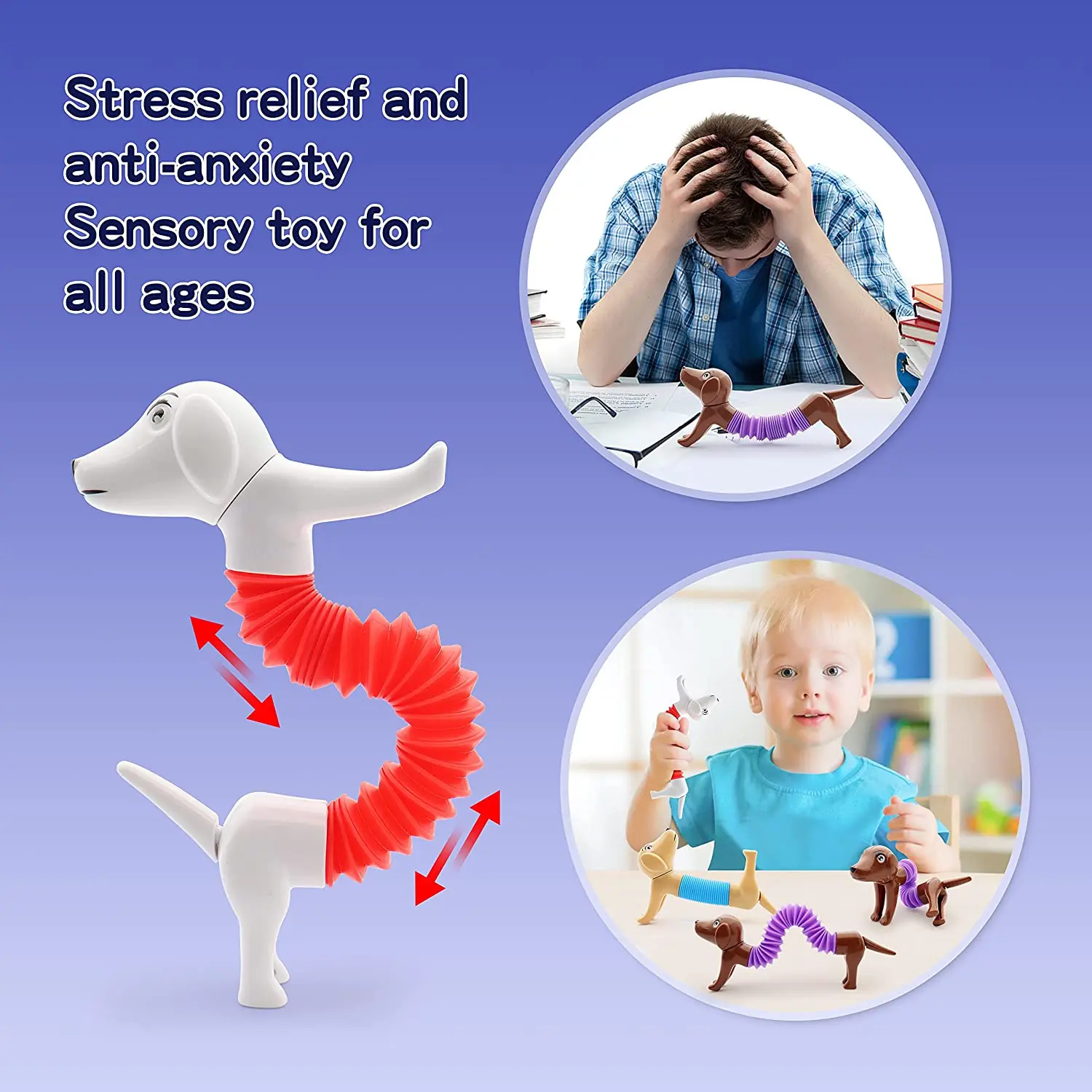 Stress Relief Sensory Dog Plastic Tubes Stretch Fidget Pipe Decompression Spring Tube Other Classic Toys for Girls Boys