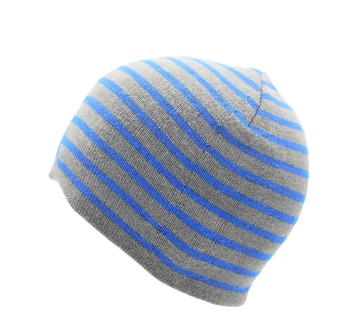 Мужская зимняя вязаная шапка из акрилового спандекса в полоску