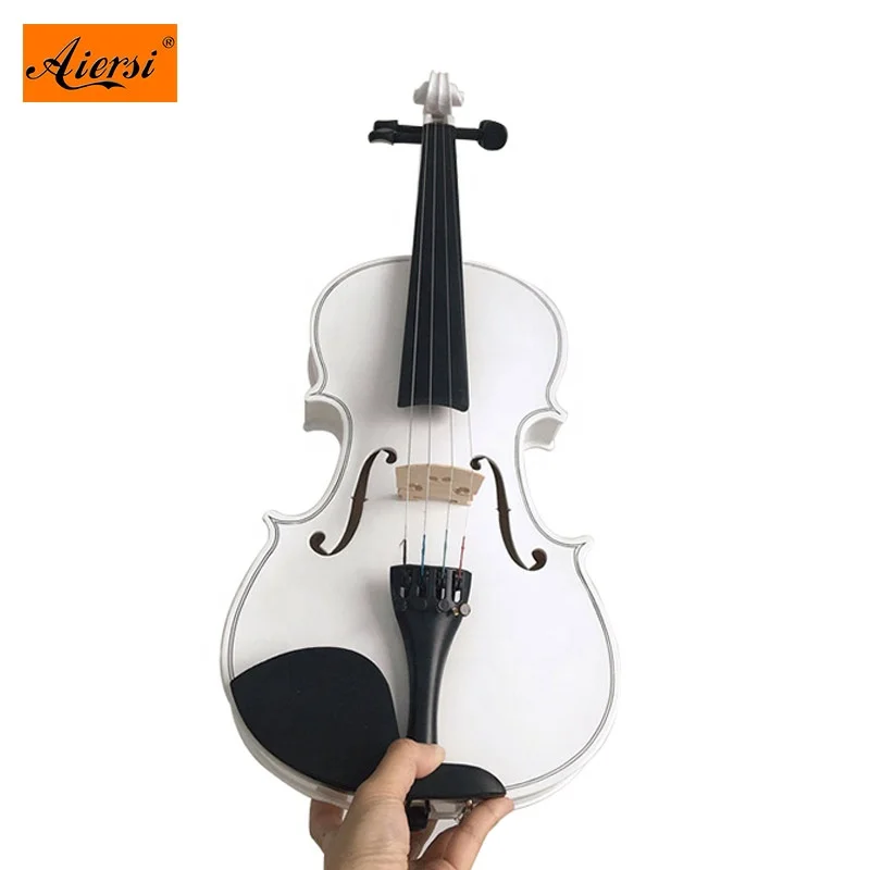 Aiersi brand entry level plywood maple white Colour spraying violin with bow case  string musical instruments for sale