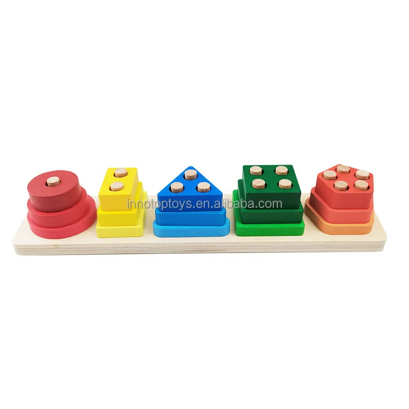 Wooden montessori  educational games toys rainbow color sorting toys wooden  pyramids stacking semicircle blocks