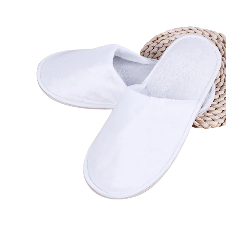Factory wholesale top quality black velour hotel slippers disposable hotel slippers