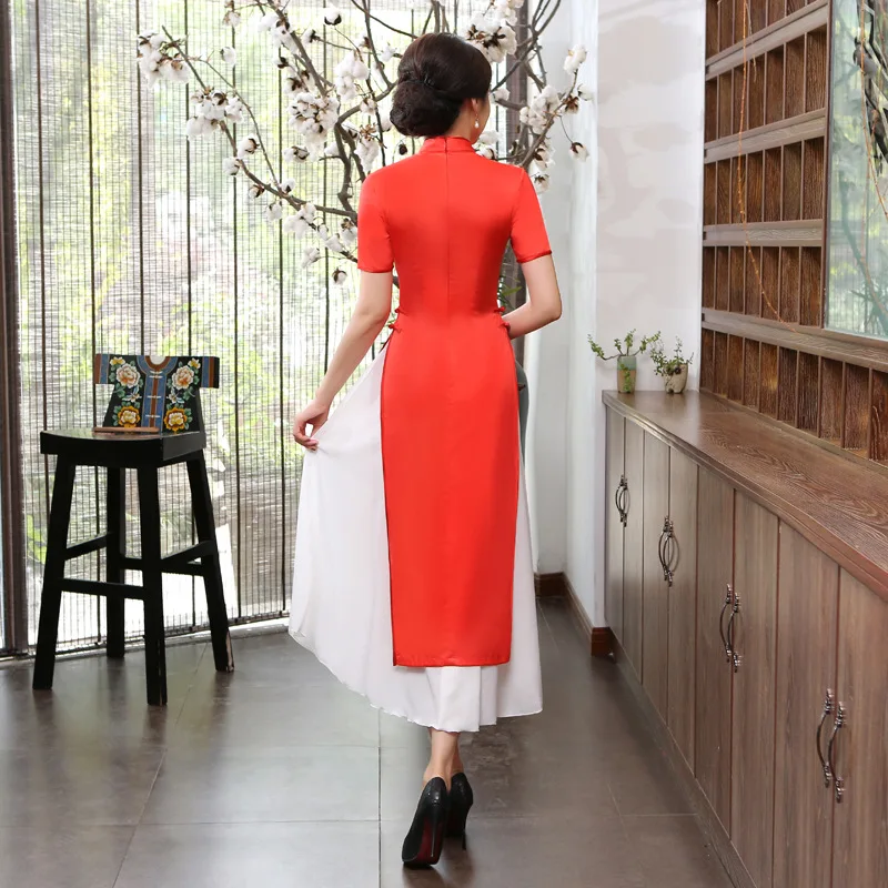 Wholesale Ad7 Improved Cheongsam Vietnam Aodai Skirt Long Dress Women Slim Retro Chinese Style