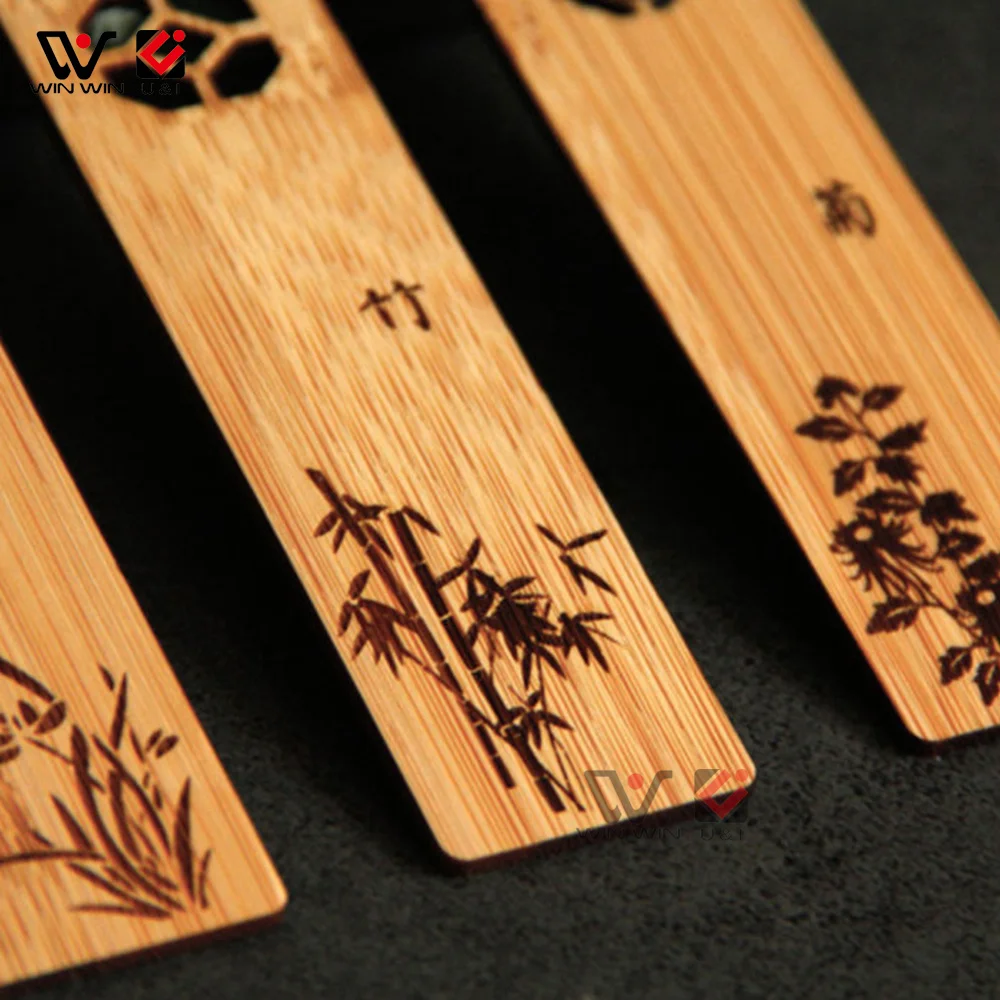 2022 New Fashion Handmade Customized Designs bamboo Wooden Hollow Out Bookmark for Crafts