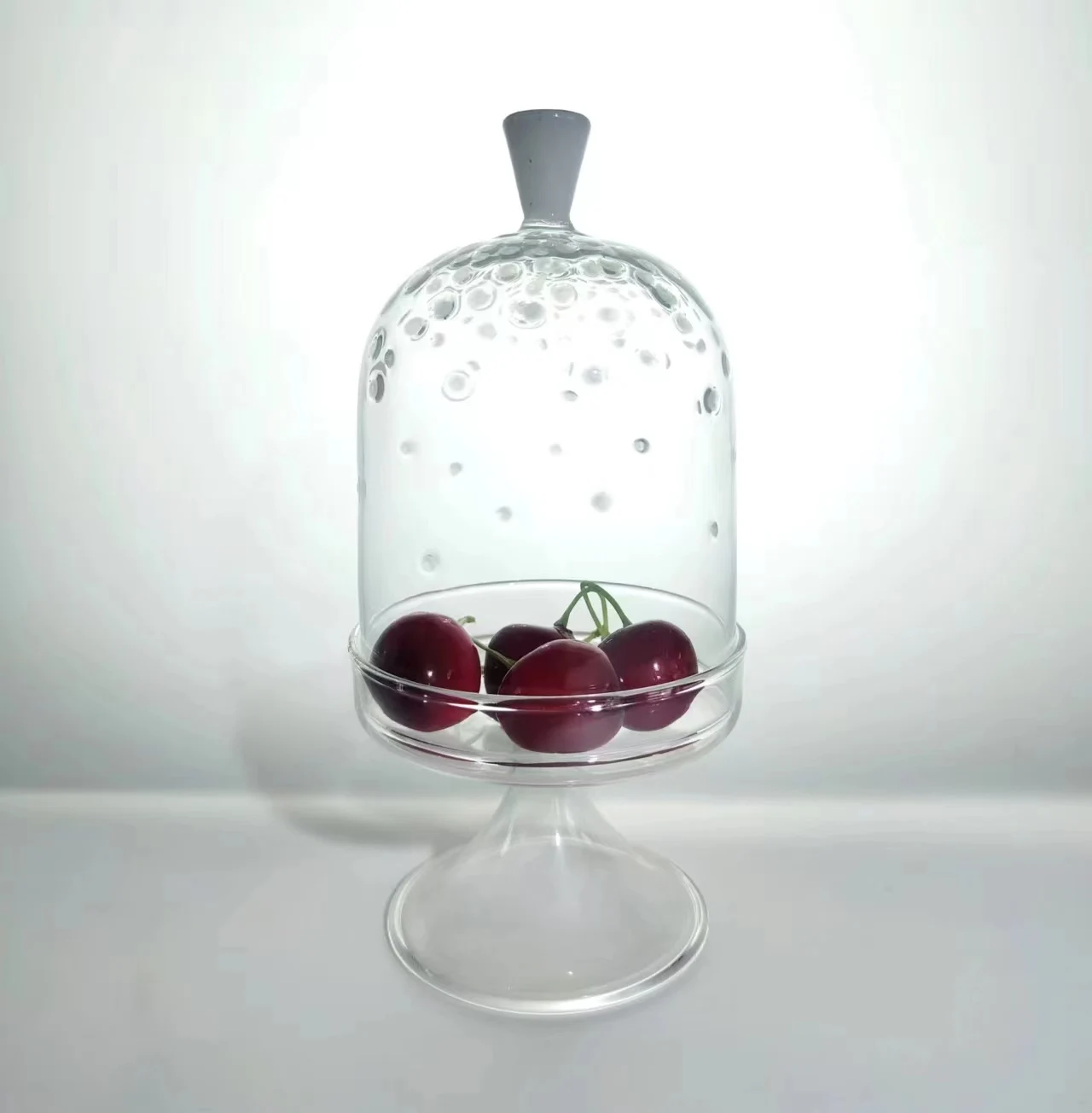 Wholesale Glass Cake Tray Set With Glass Dome Cloche Cake Display Stand Fruit Dessert Cake Plate With Cover For Wedding Party