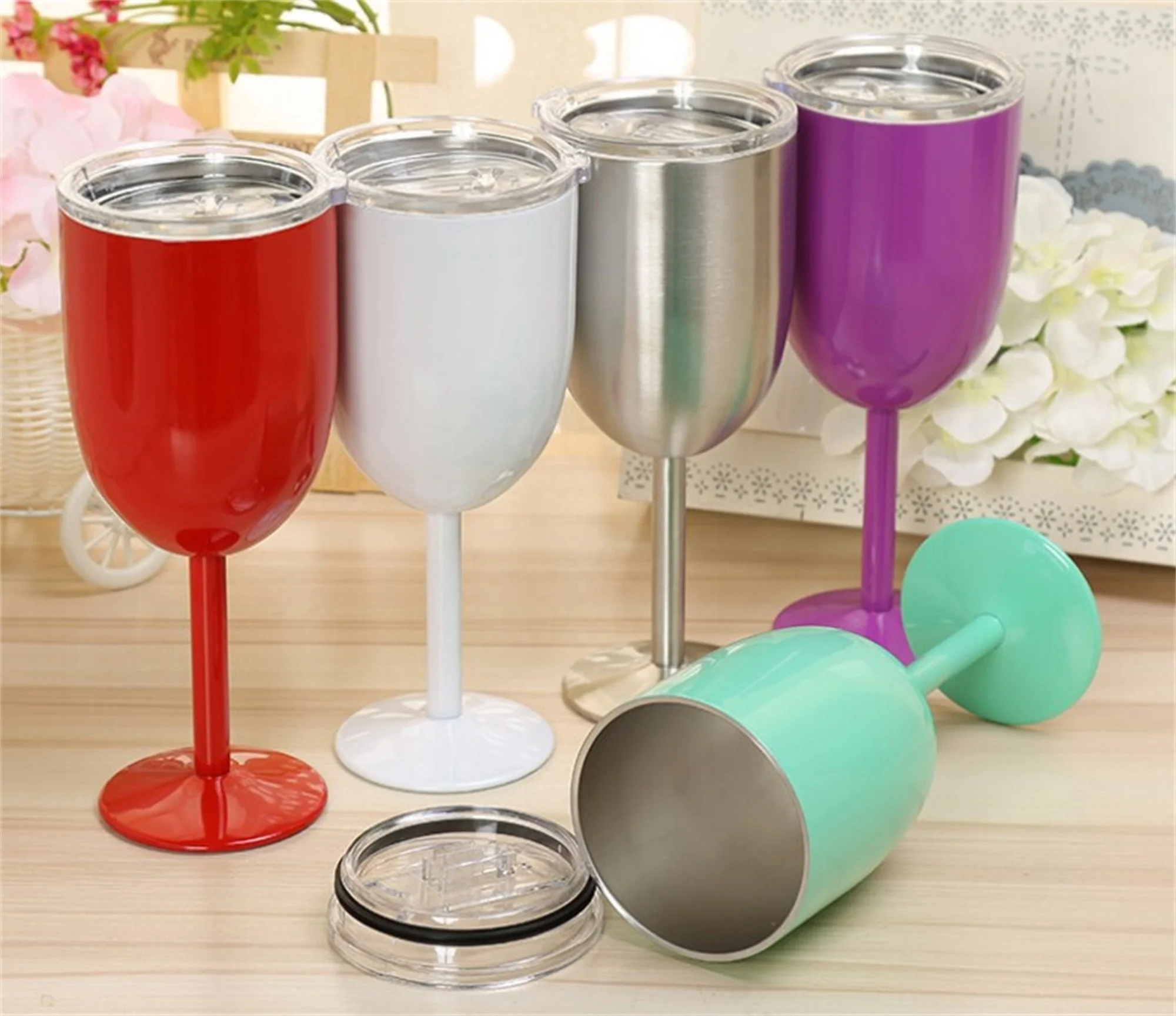 350ml Double Wall Stainless Steel Vacuum Wine  high quality goblets red wine glasses stainless steel beer goblet