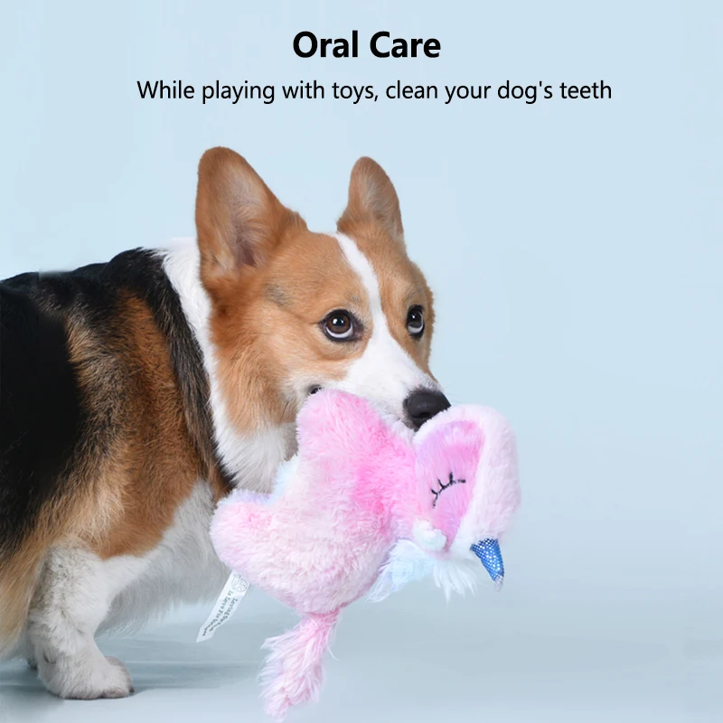 Anxiety Relief Dog Chew Toys Unicorn Heavy Duty Pink Undistruktable Plush Simulation Flamingo Dog Toy With Rope
