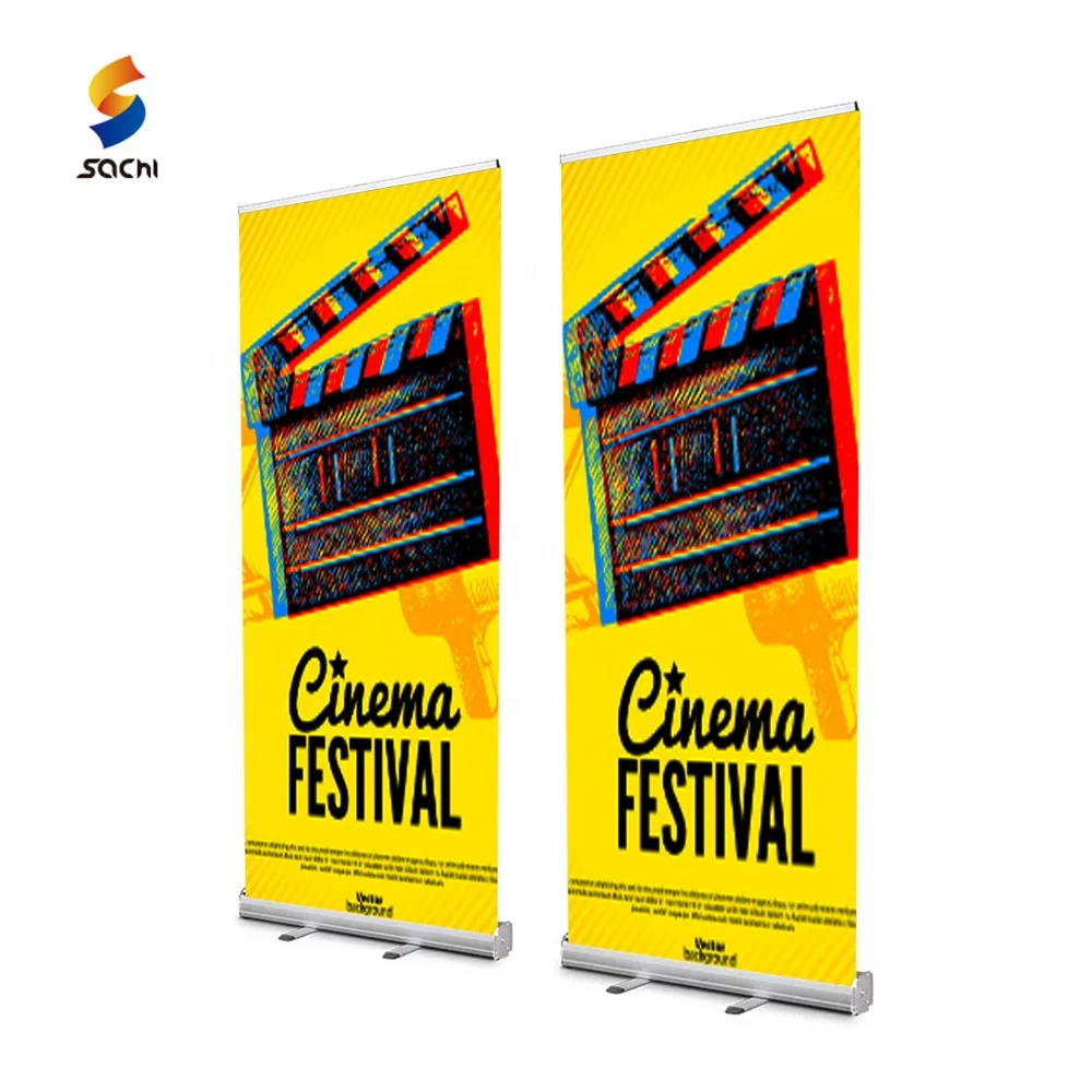 plastic pvc roll up advertising banner stand rollup standee roll up banner lamination spring adjustable 160x60 cm