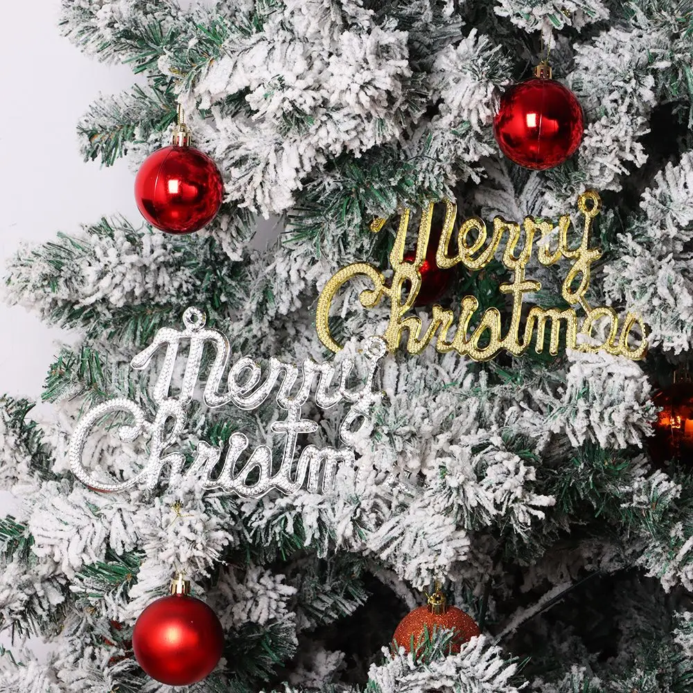 Merry Christmas Letter Board Pendant Christmas Tree Ornaments DIY Plastic Sticky Powder Christmas Tree  Plastic Crafts