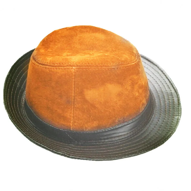 
Wholesale Factory Sale Brown Men Real Sheep Leather Gentleman Hat 