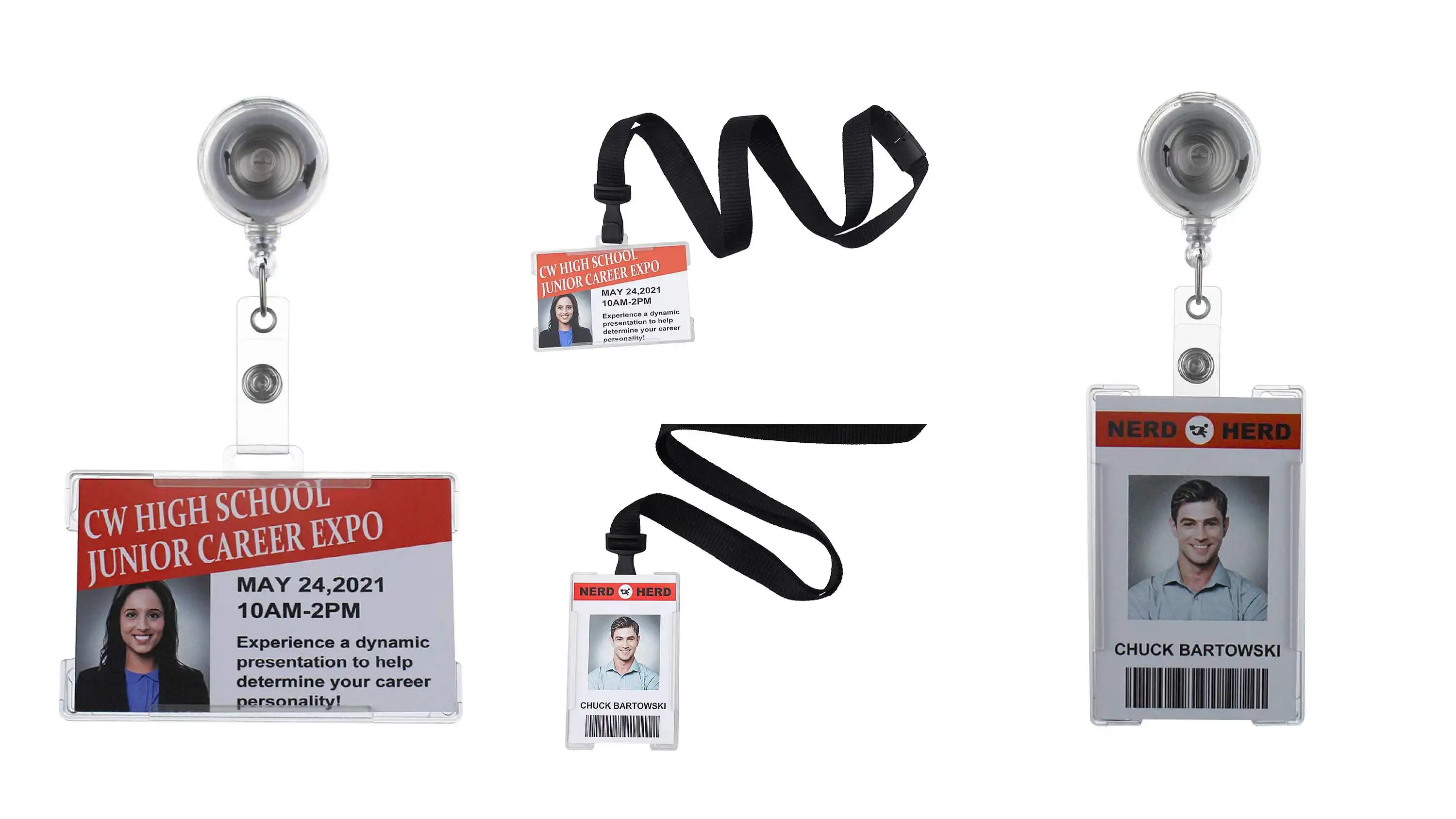 Bestom Eco-Friendly Transparent Carabiner round ID Badge Reel Card Holder Yoyo Made of Durable ABS PVC and Plastic Material