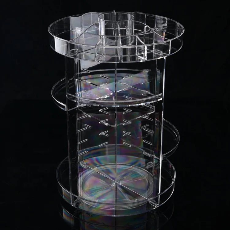 360 Degree plastic makeup organizer rotating adjustable cosmetic rotating makeup organizer acrylic