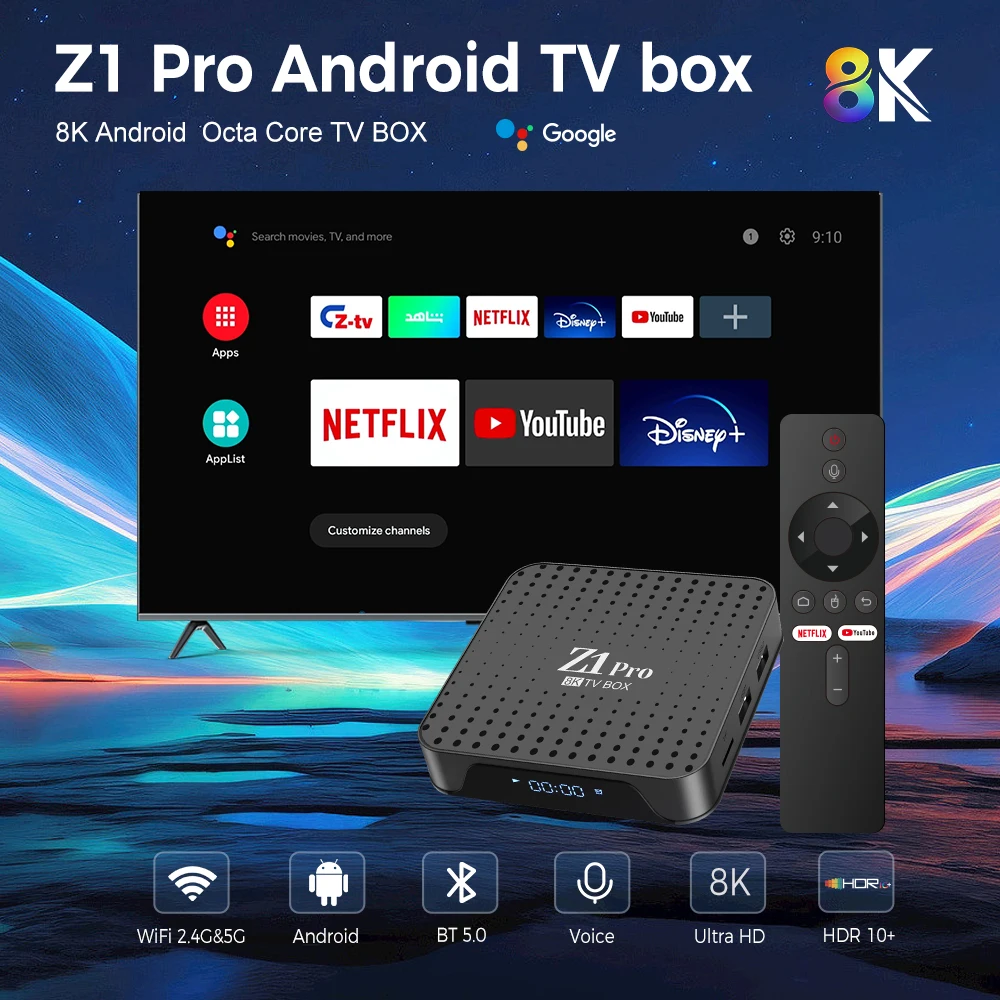 GYS Factory Price OEM  H313 2GB 16GB Android 10 4K BT Remote Dual WiFi Z1 Pro Smart Set Top Box