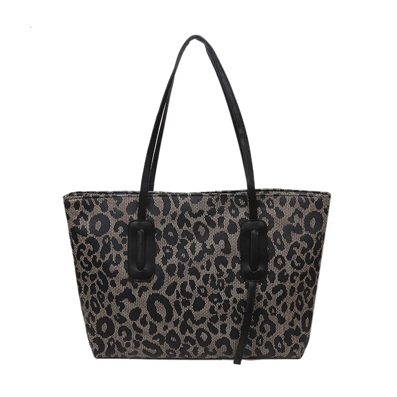 Gelory Wholesale Fashion Leopard Print Portable Shoulder Underarm Tote Bag Trendy 2025 Capacity Shopping Handbags