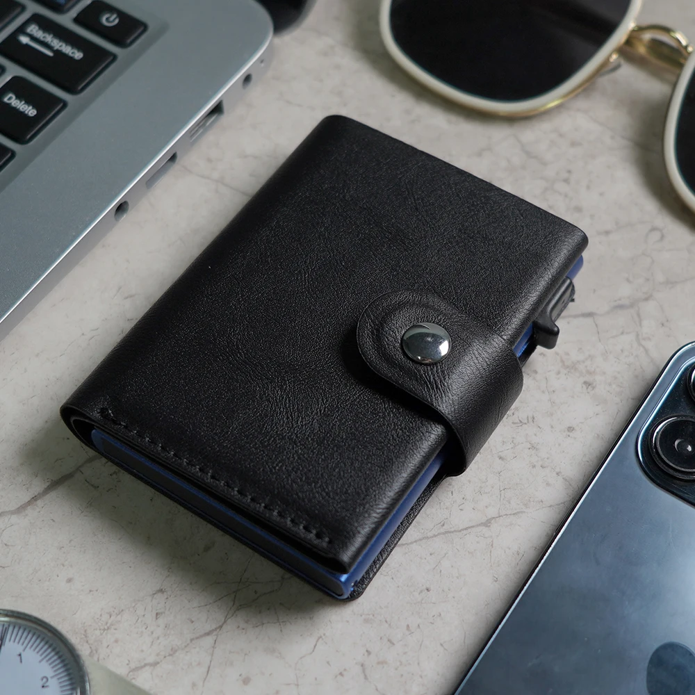 customize PU leather card holder pop up wallet for credit card holder aluminum wallet