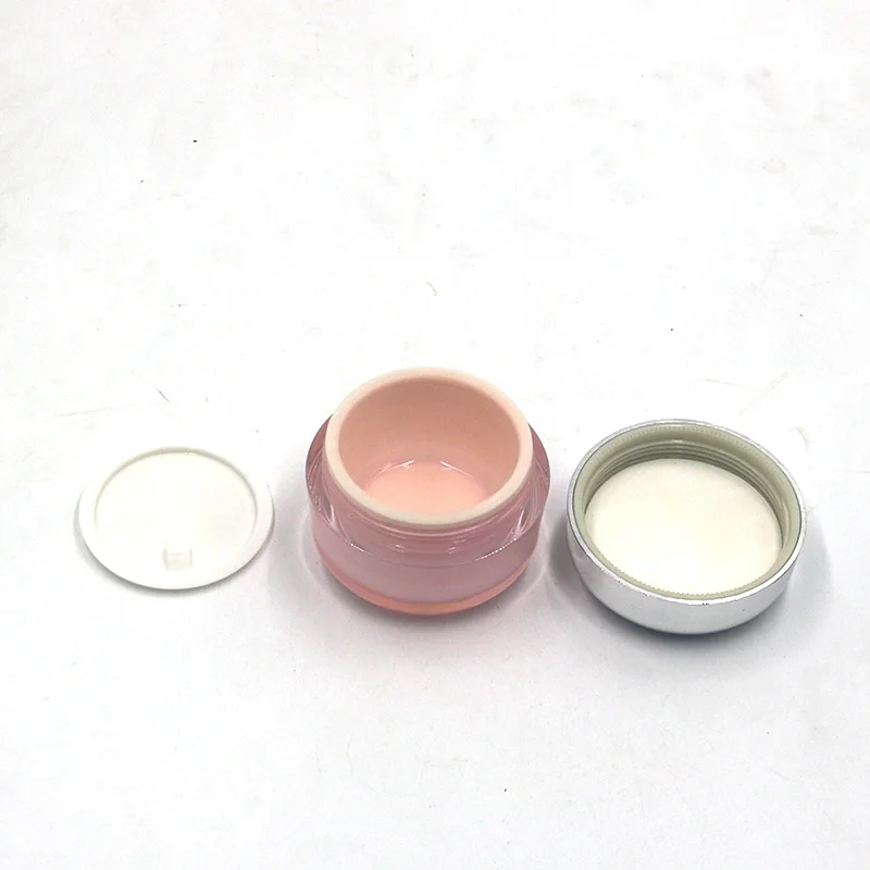Luxury 50g Round shape design sliver cap pink empty face cream jar for Cosmetic packaging