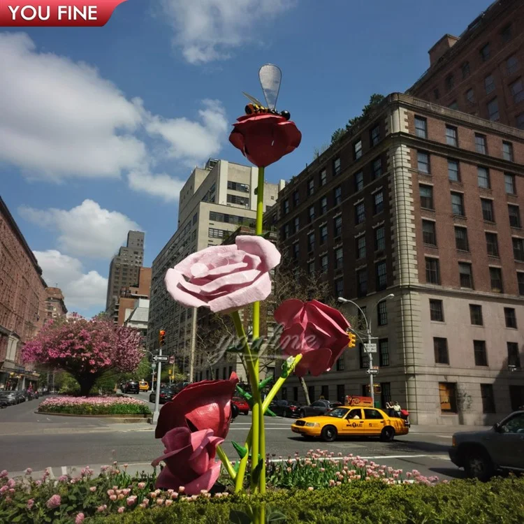 Outdoor City Plaza Stainless Steel Abstract Flower Bud Statue