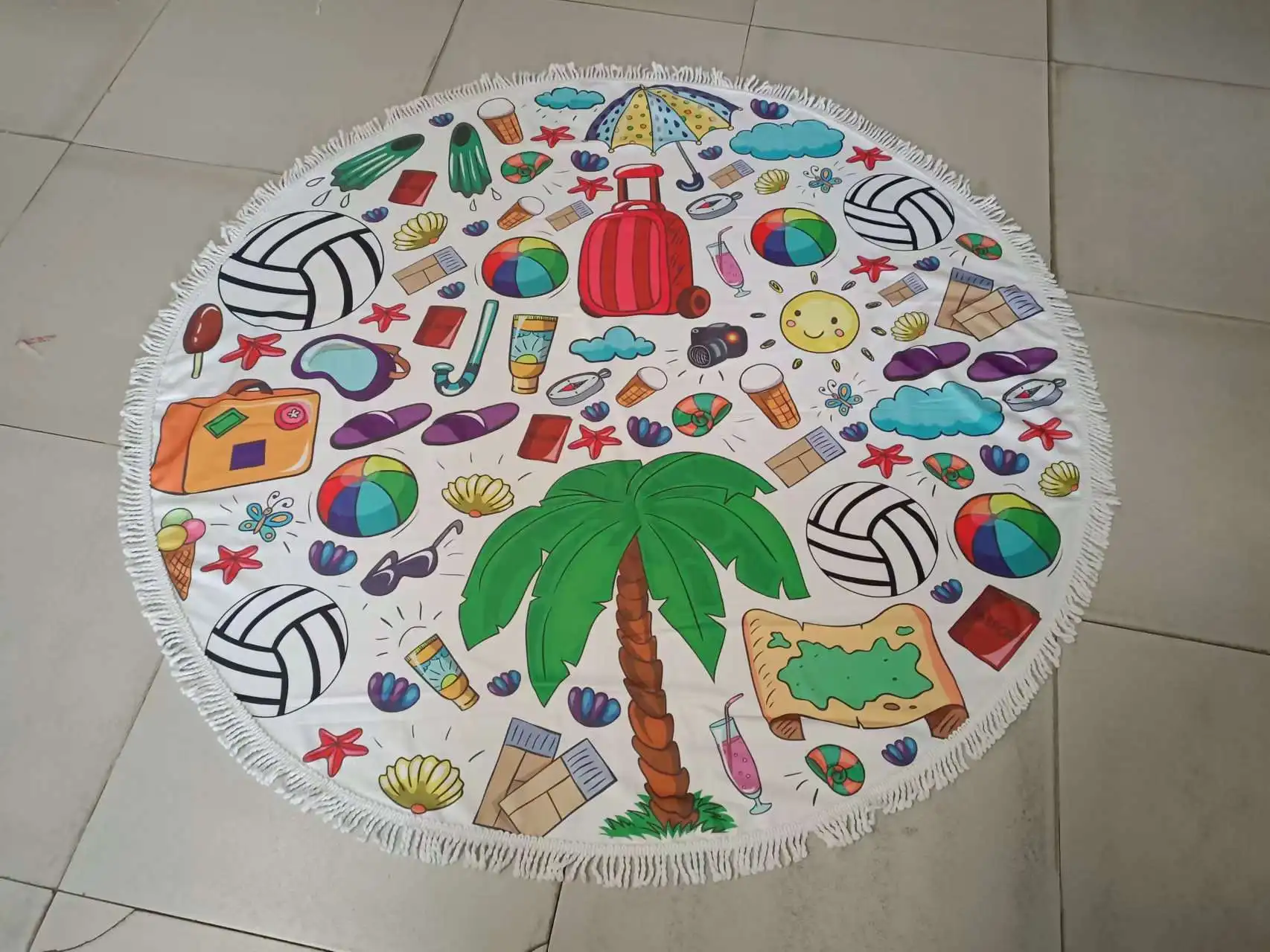 Round  Microfiber beach towel High Quality  personalized beach towel custom printing pattern design round beach towel