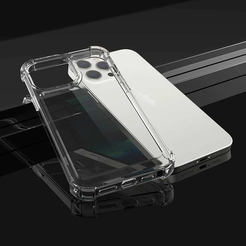 Crystal Clear	Thin Pure TPU Transparent Bumper Aiti-yellowing Acrylic Phone Case Pro Max Mini For iPhone 13 case