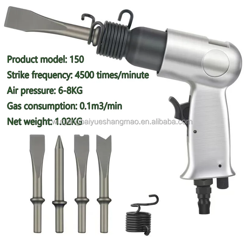 150/190/250mm pneumatic shovel circular/hexagonal handle air hammer set with  pneumatic air scraper kit