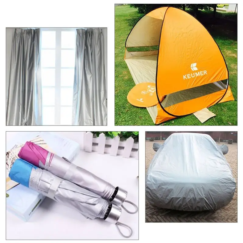 66 872  Car Cover Material Taffeta Silver Stock UV Waterproof 210T Polyester Cloth Tent Umbrella Fabric With Silver Coating