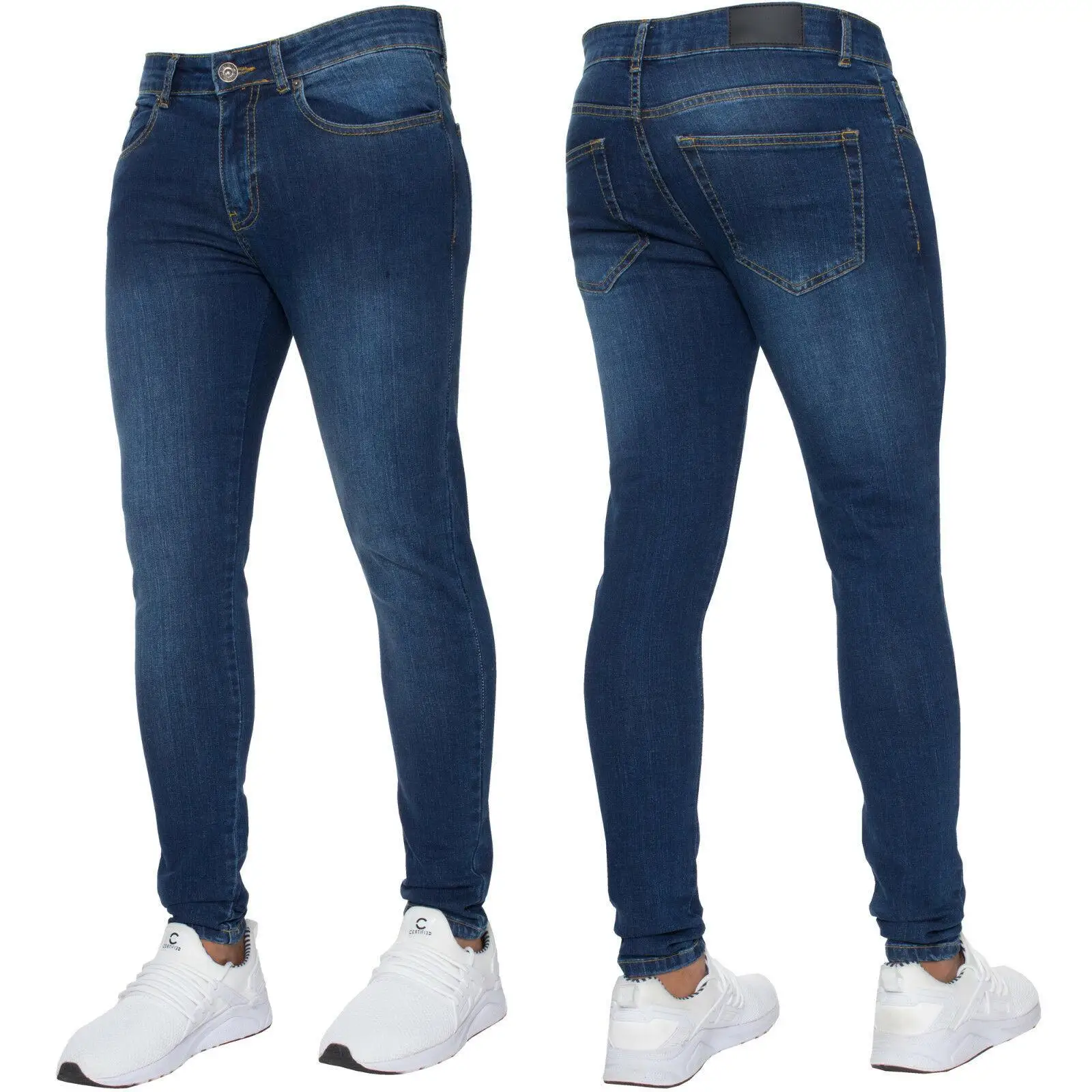 Supplier of international brands---Custom Made tapered  Skinny Stretch jeans for men slim fit pants tapered men jeans trouser