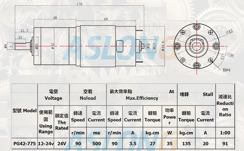 
Customized 42 Mm Rs775 High Torque Low Noise Long Life 24V PG42-775 Planetary Gearbox Motor for Pool Cover Dc Electric Motor 