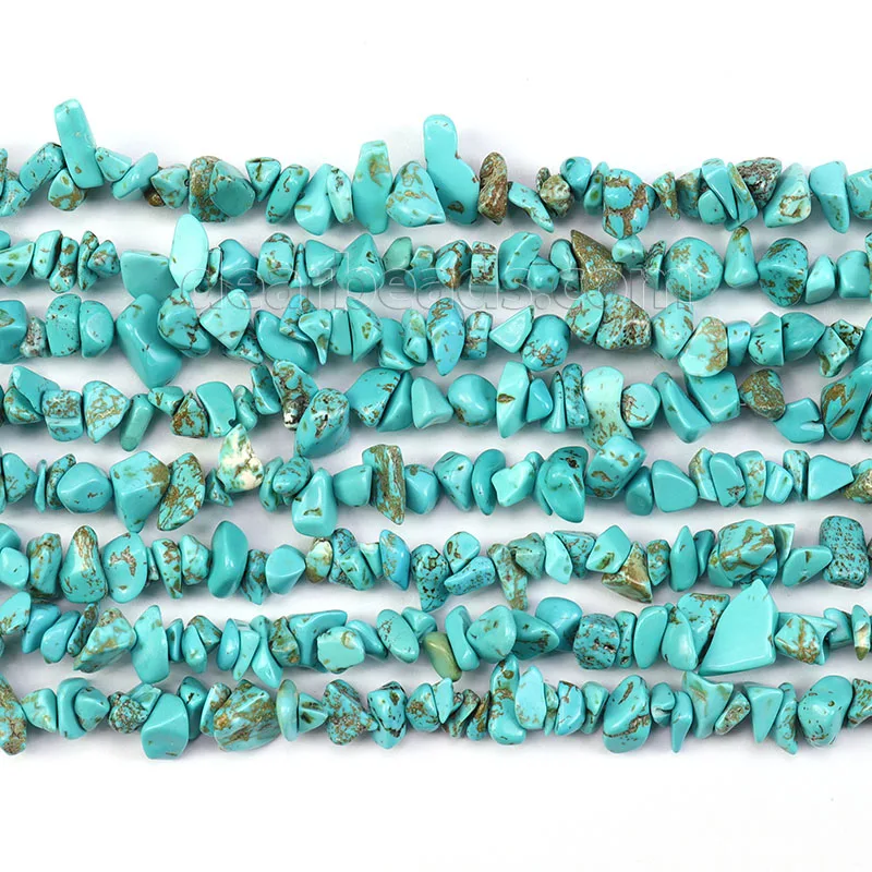 Natural Blue Turquoise Chip Beads, 5mm~8mm Wholesale Irregular Semi-precious Natural Stone Beads Chips