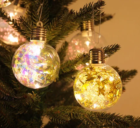 2023 Longstar Wholesale Supplies Hot-selling Transparent Shine Light Christmas Balls For Festival Parties Ornaments