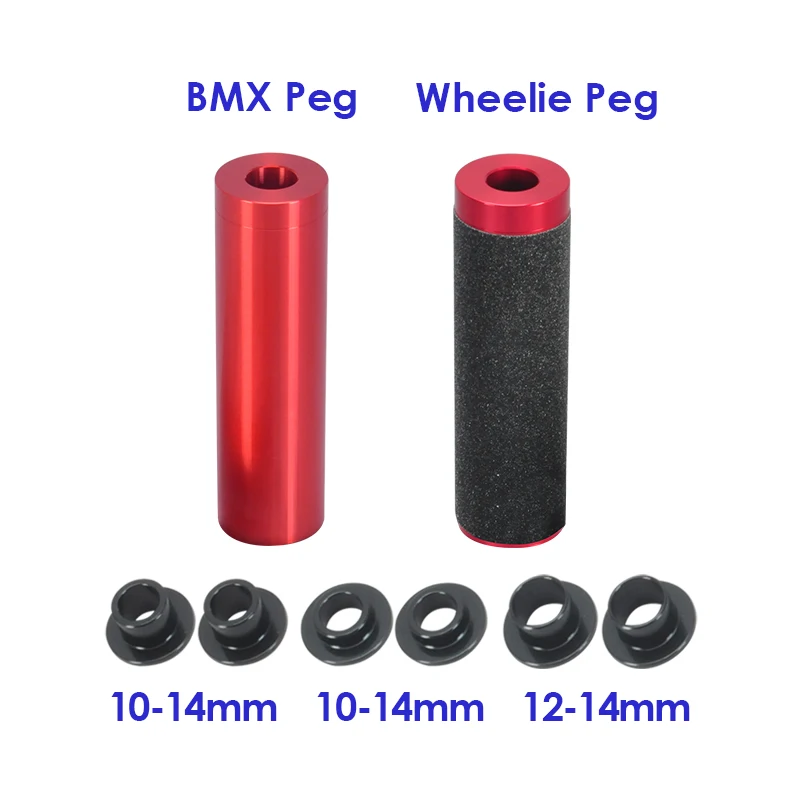 Funsea Bike Peg Wheelie Big BMX Cruiser Bicycle Pegs Alloy 6061 Length 110MM For Hub 3/8 Inch 12mm 14mm Axle Front And Rear