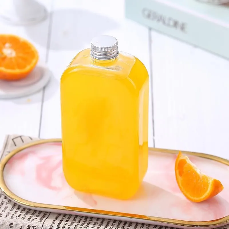 High Grade 350ml Cold Brew Coffee Flat Square Transparent PET Plastic Juice Bottle