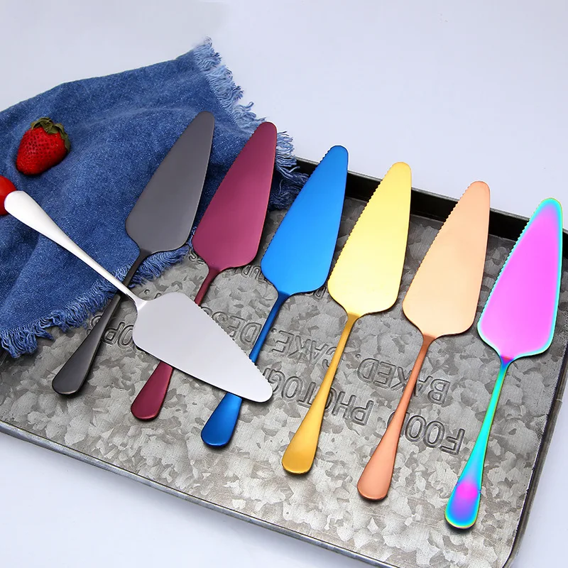Baking Accessory Stainless Steel Colorful Cake Pizza Pie Spatula Cutter Shovel Cake Server