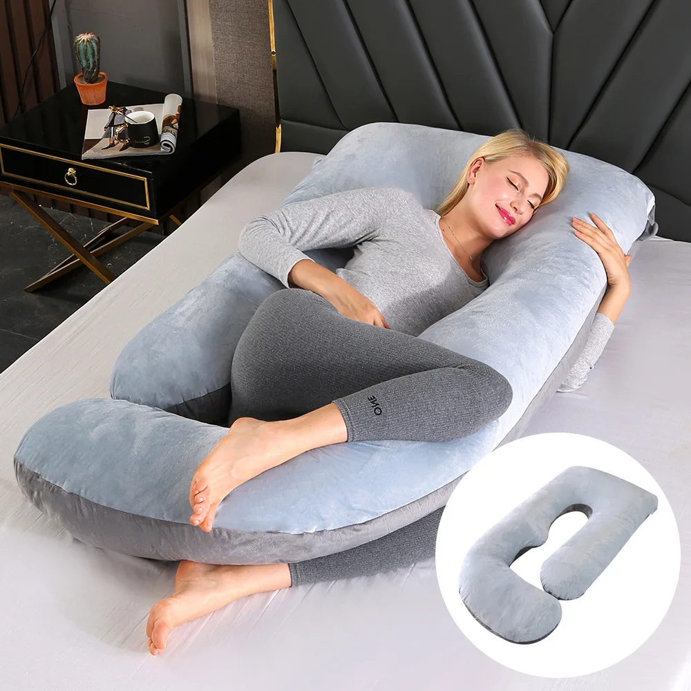Cotton Velvet U-Shaped Pregnancy Pillow Cases Cheaper Pregnancy Pillow With Removable Cover
