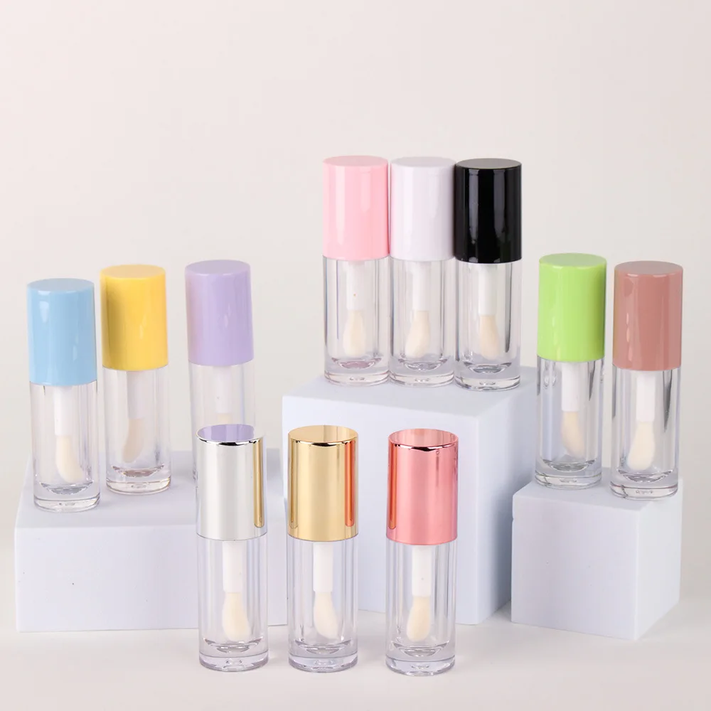 Best Selling Empty 6ml Lip Gloss Tube Big Brush Golden Makeup Liquid Eye Shadow Blush Pink Lip Glaze Tube