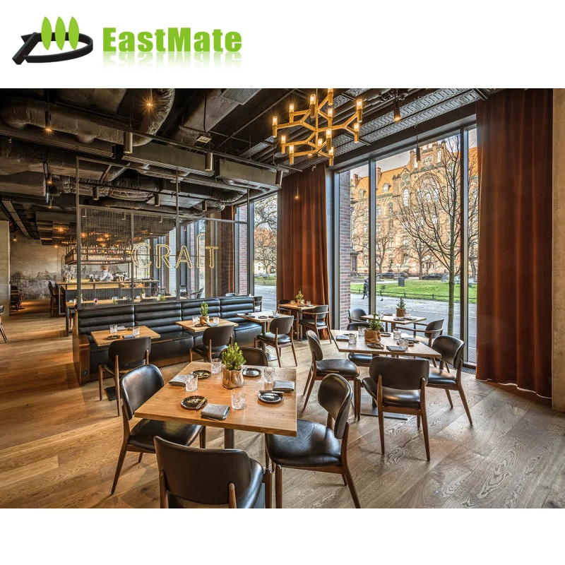 Hotel Restaurant Furniture Customized 5 Star Restaurant Set Solid Wood Round Dining Table Wooden Modern Booth Luxurious Retro