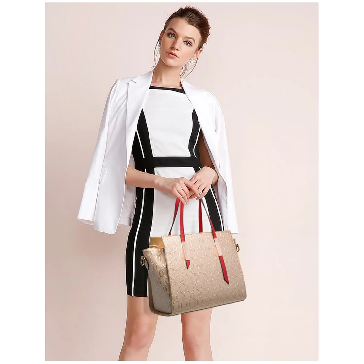 Оптовая продажа, трендовый 4 шт в 1 комплект композиционная кожа Сумки из натуральной кожи для женщин, женская сумка, сумки для рук