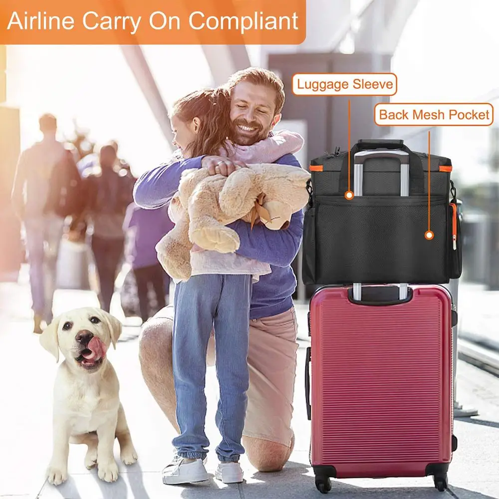 Dog Travel Bag Airline Approved Pet Food Carrier Bag Includes 1 Pet Travel Tote 2 Dog Food Containers 2 Collapsible Dog Bowls