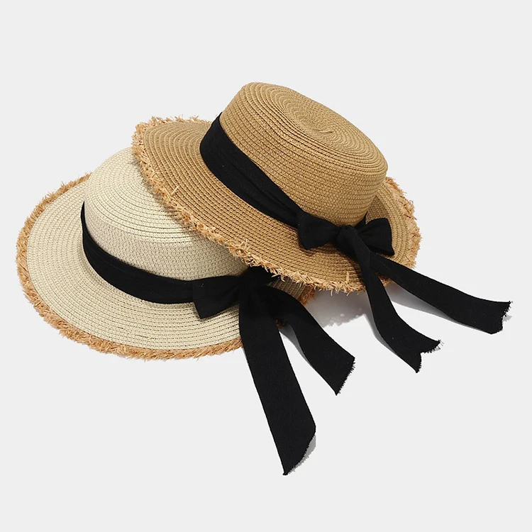manufacture made women female moisture wicking quick dry wide brim paper straw hat large brim usa unisex bow tie ribbon head cap