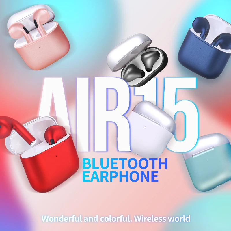 Air15 Wireless Earphones In Ear Tws Pro Hifi Headset Earbuds Air15 Colorful Sports Headphones