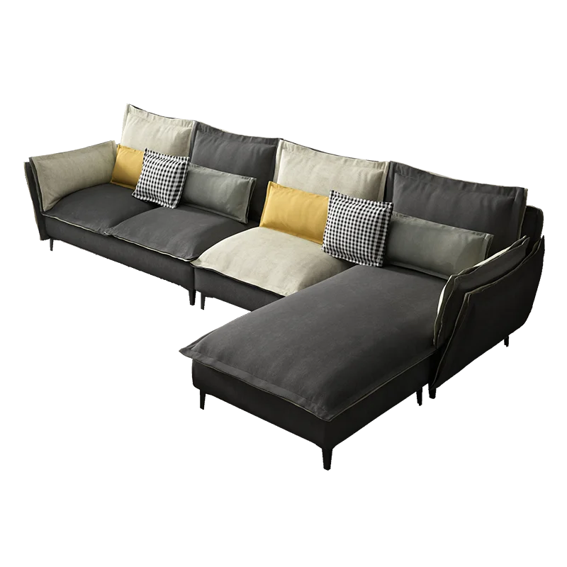 Hot Sale Modern corner Sofa Nordic Italy style soft cushion Sectional L shape Fabric Sofa with black steel legs