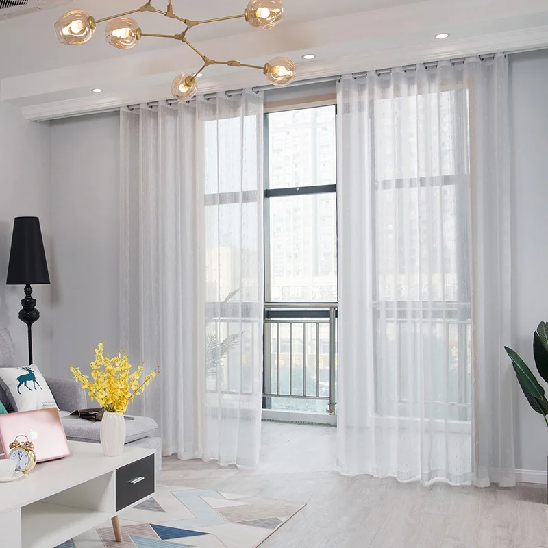 White tulle sheer window curtain for bedroom hotel custom ready made curtain for living room