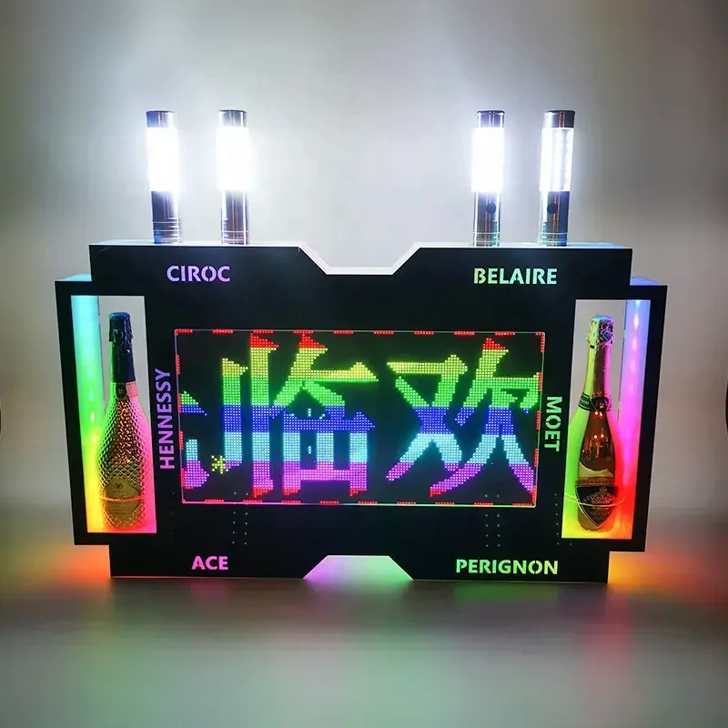 App Controlled LED screen VIP wine Display Led Letter Message Board Bottle Presenter DIY Message Billboard Sign Bottle Carrier
