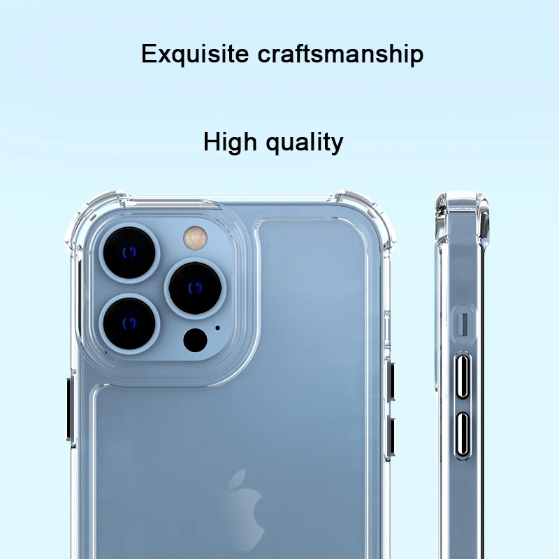 Crystal Clear	Thin Pure TPU Transparent Bumper Aiti-yellowing Acrylic Phone Case Pro Max Mini For iPhone 13 case