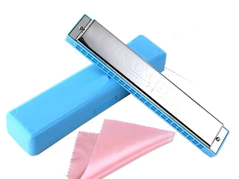 24-Hole Polyphonic Harmonica C Key Beginner Performance Harmonica Pink/Blue/Black